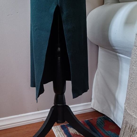 House of Harlow Ribbed Knit Collared Henley Midi Dress Evergreen S NWT - Picture 11 of 13